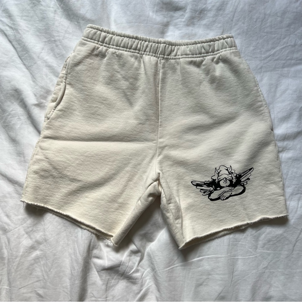 Boys Lie Cream Shorts with Black Graphic